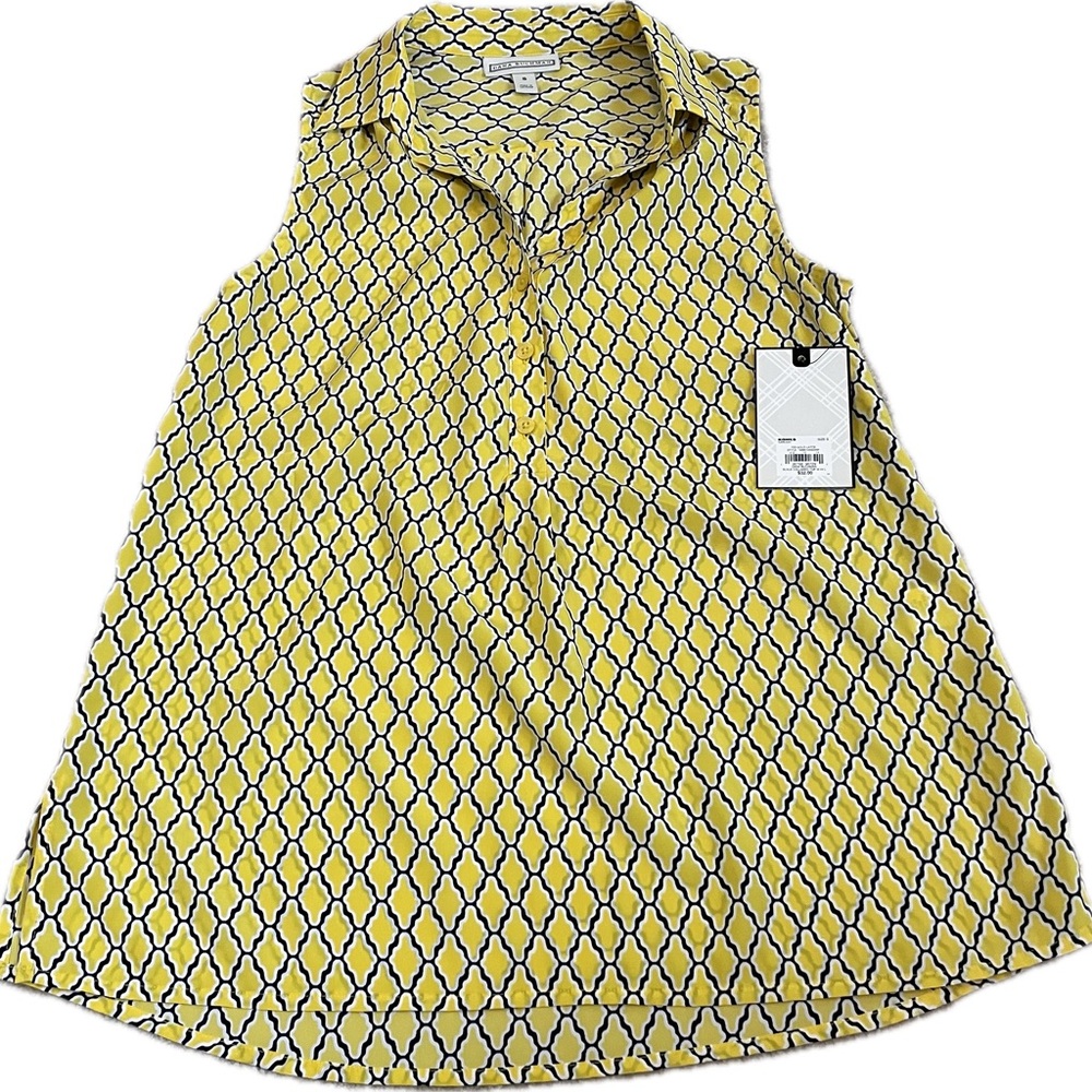 💜2/$25 Dana Buchman Yellow and Black Geometric Blouse